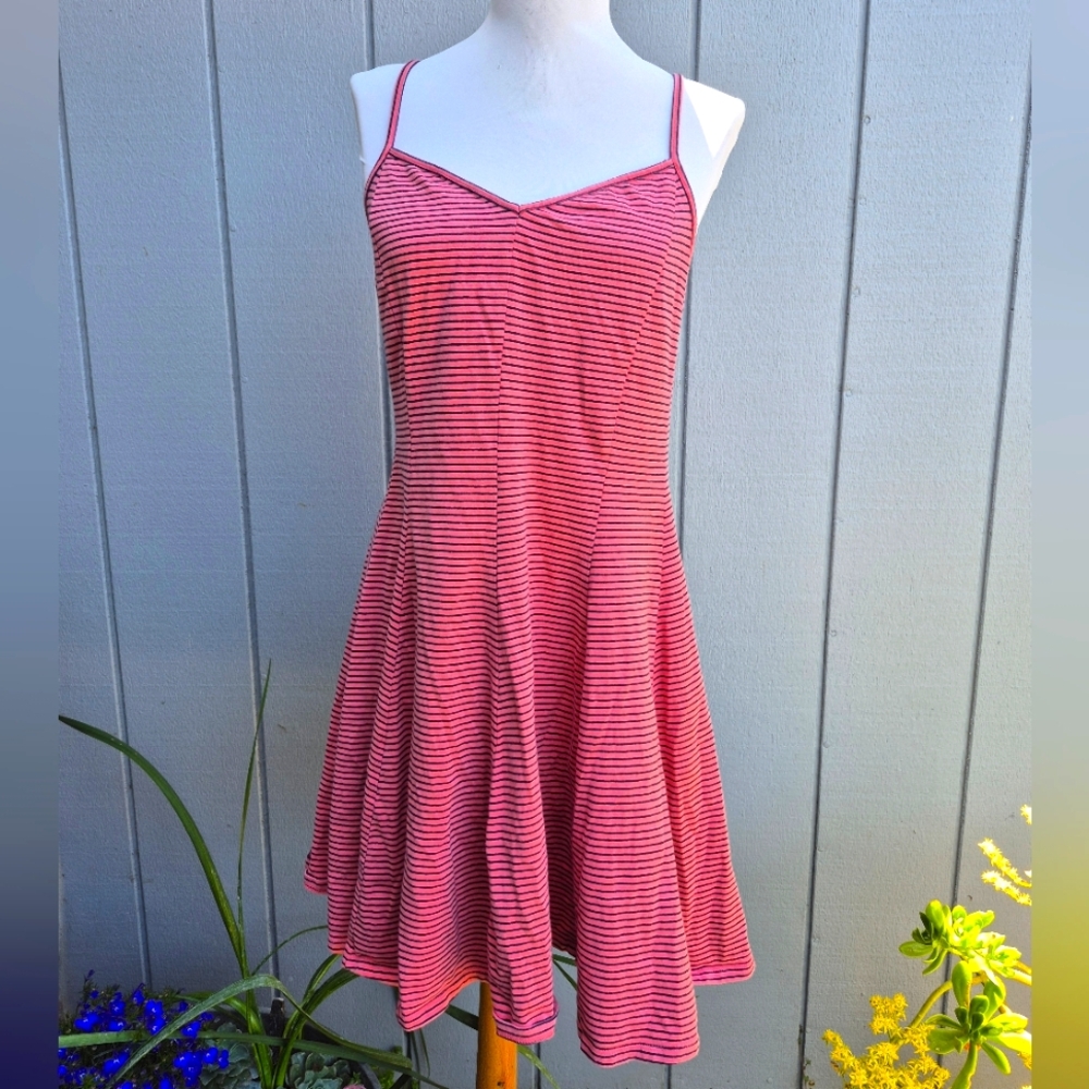 American Eagle Outfitters Peach and Black Striped Dress